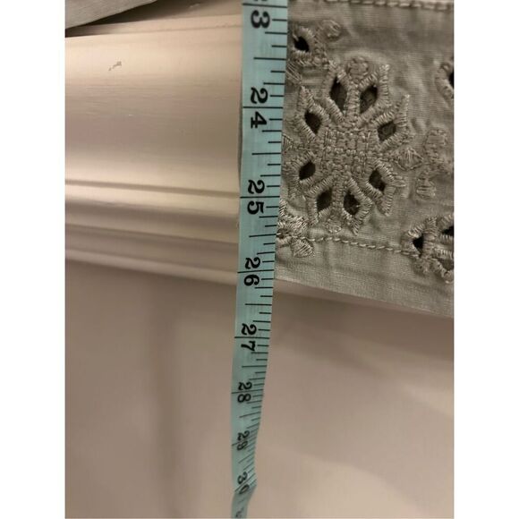 Anthropologie the Wanderer Boho cropped pants eyelet cotton sage green 27 - Picture 9 of 9